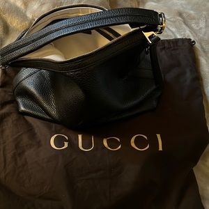 GUCCI hobo leather handbag w gold hardware